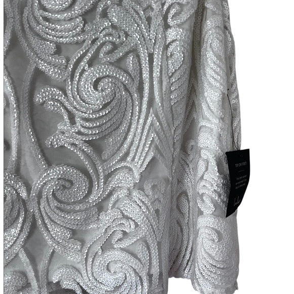 NWT Lulu’s Madina White Sequined One Shoulder Bodycon Dress size Small - Picture 8 of 16